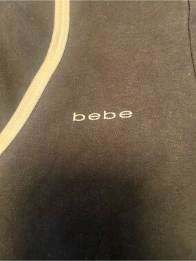 bebe Men's Black Crewneck Sweater with Cream Trim